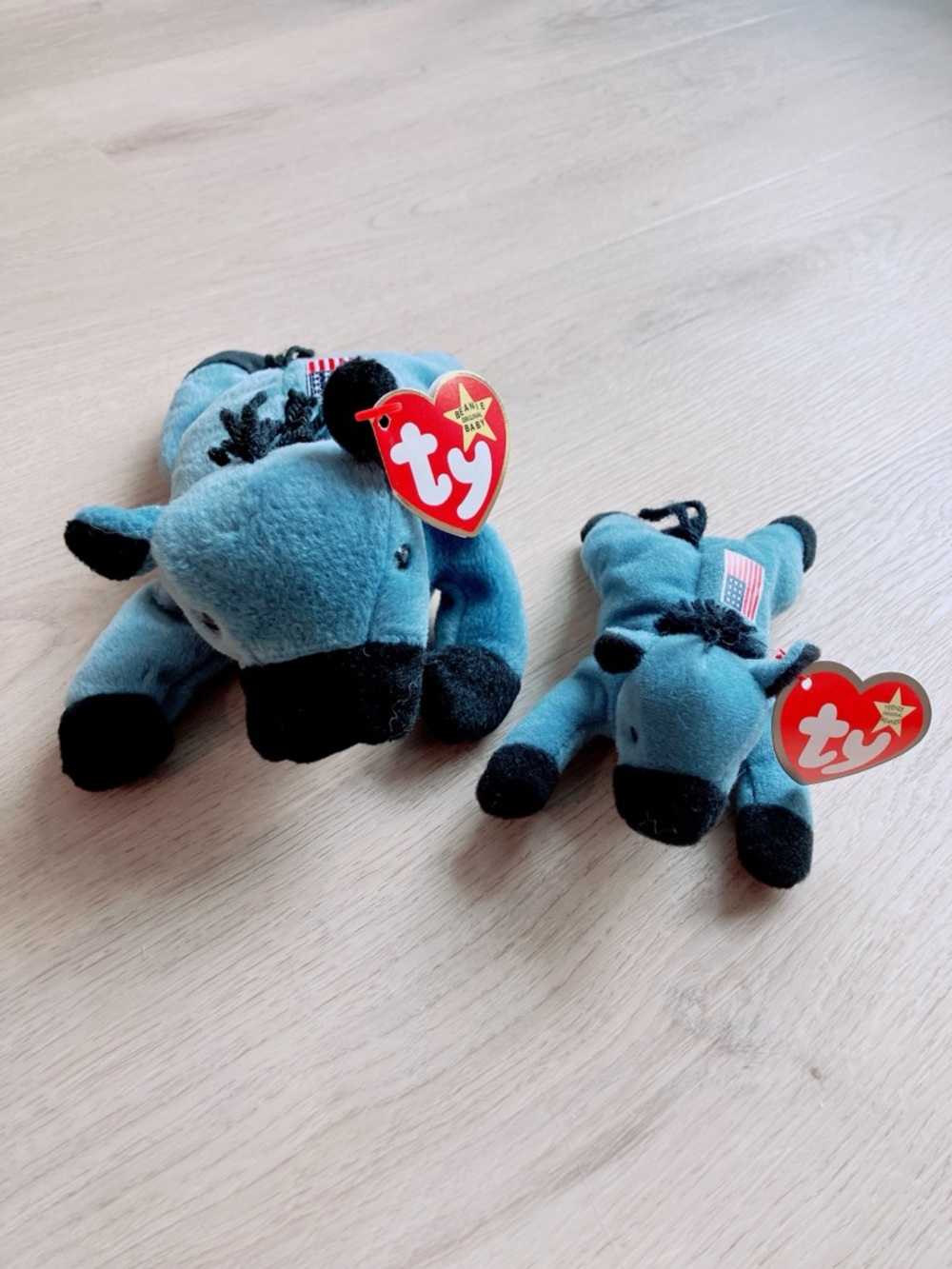 Lefty the Donkey - Ty Beanie Babies & Teenie Set NWT Vintage Rare ty Stuffed Toy